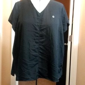 Work pull on blouse for plus women, all black
